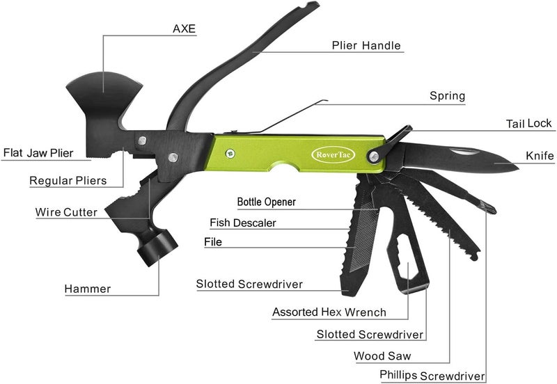 RoverTac Christmas Gifts for Men Dad, Multitool Axe for Mens Gifts, Gifts for Dad Husband Dad Boyfriend, Christmas Gifts Mens Stocking Stuffers-14 in 1 Multi Tool Axe Hatchet - Image 2